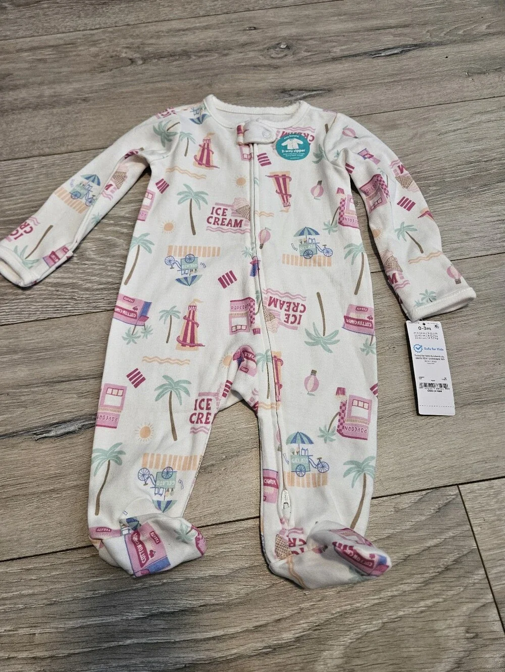 NWT Lot 5 Carters Child Of Mine Baby Girl Footed Sleep Play Pajamas 0-3 Months